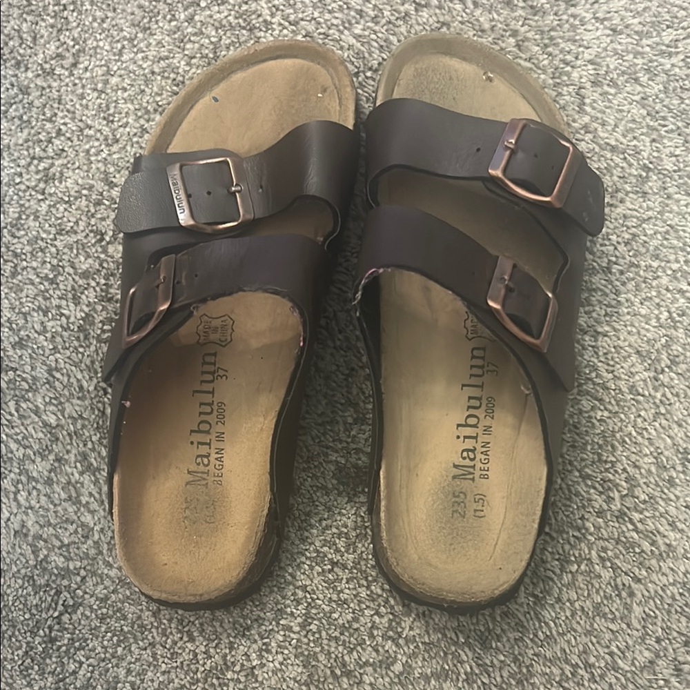 Brown Double Strap Sandals